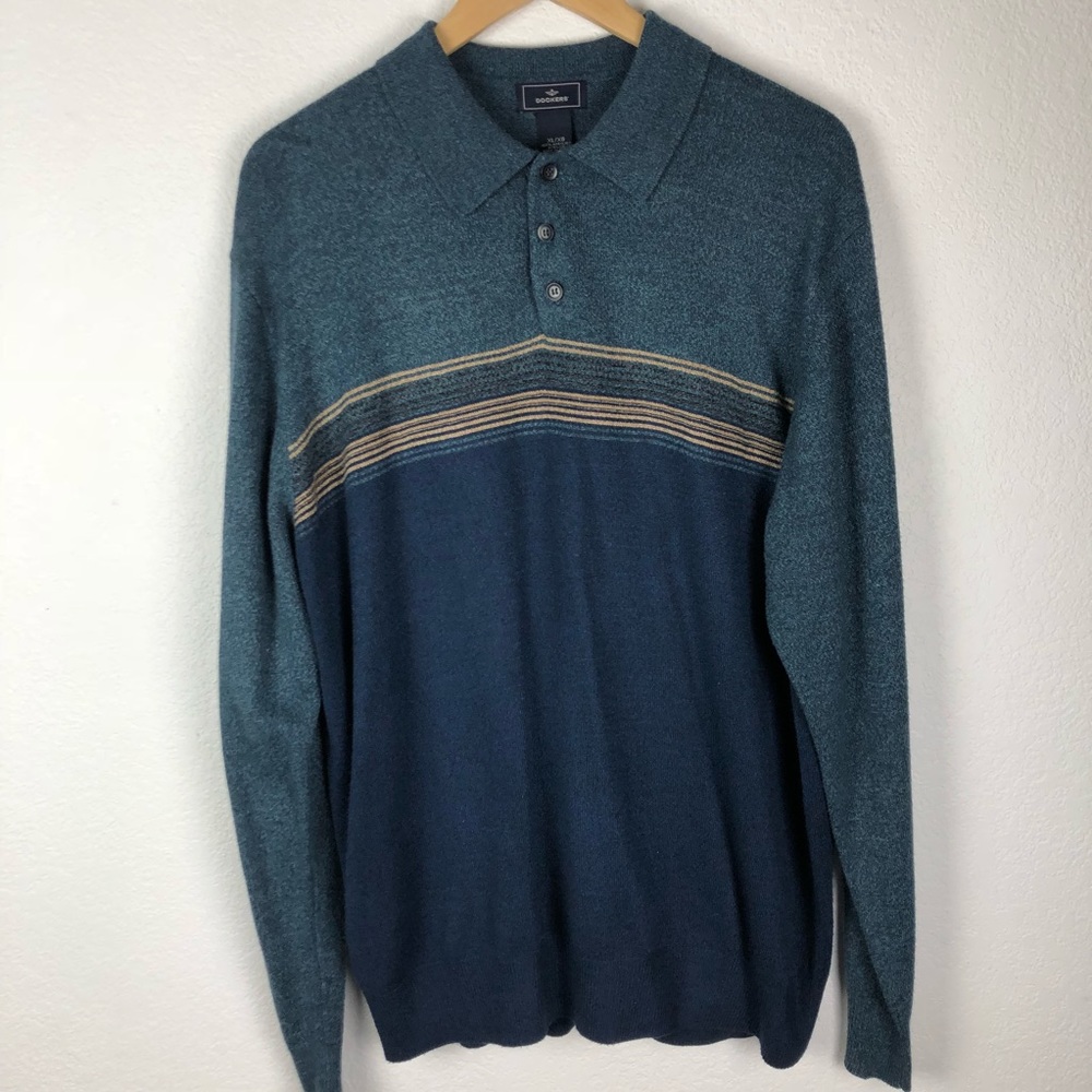 Multi-blue Dockers quarter button shirt